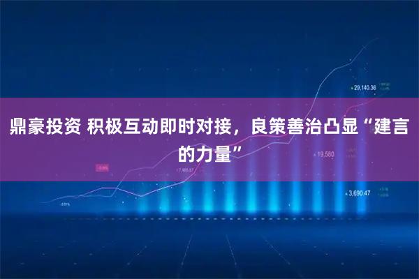 鼎豪投资 积极互动即时对接，良策善治凸显“建言的力量”